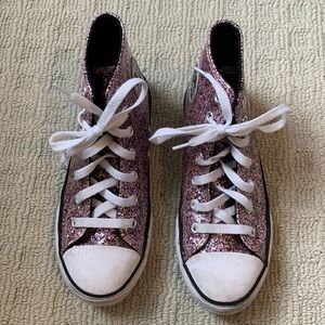 Pink Glitter Converse Hightops Kids size 3